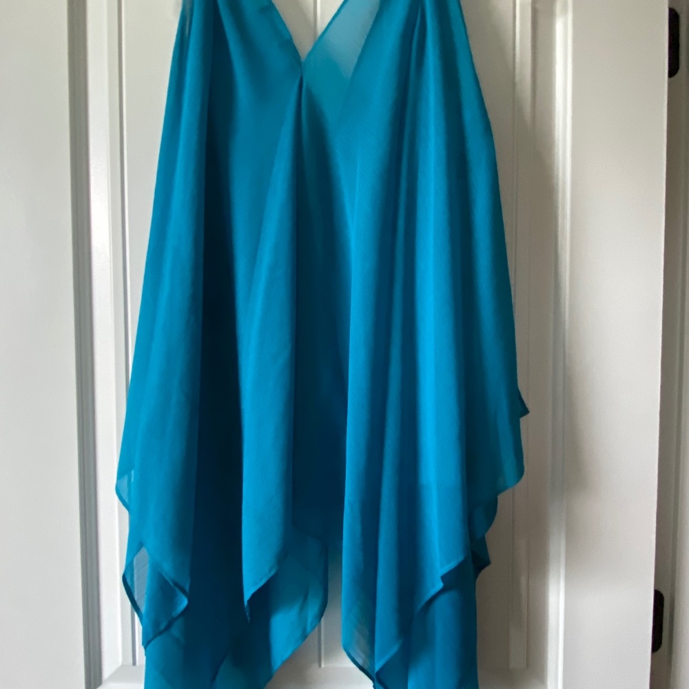 DKNY teal 2 piece chiffon top size small